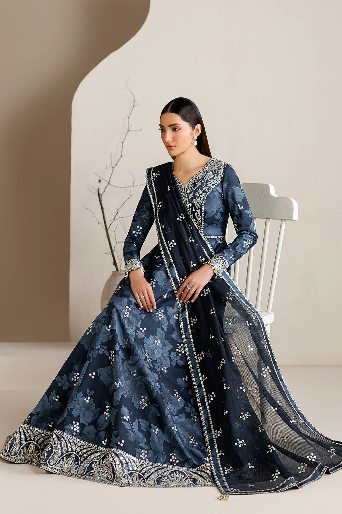 EMBROIDERED RAW SILK UR-7086