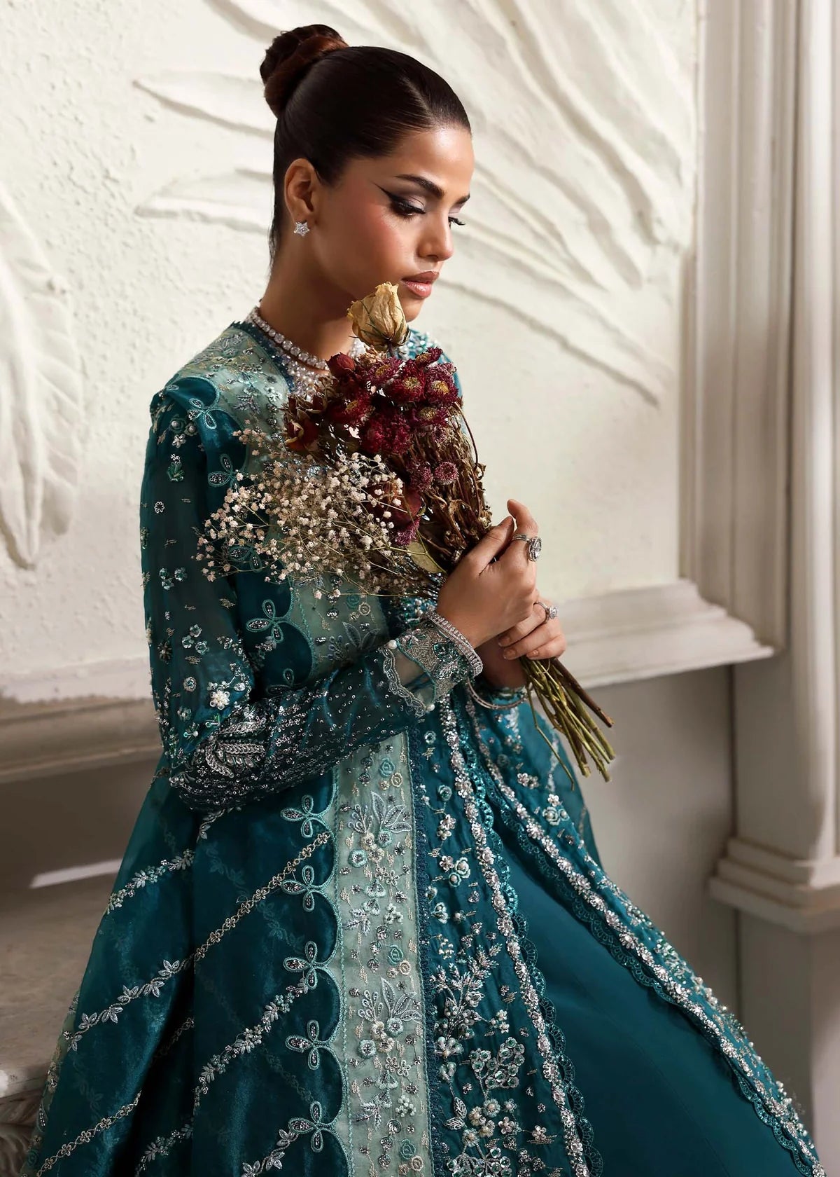 Eclat Zinc Green Unstitched 3 Piece Suit – Elegant Soft Fabric Outfit by Laam Premium