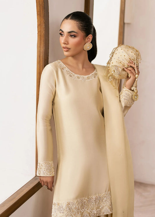 Eluna Pale Yellow Women’s Embroidered Tissue Silk 3‑Piece Festive Outfit – Elegant Ethnic Set by Laam Premium