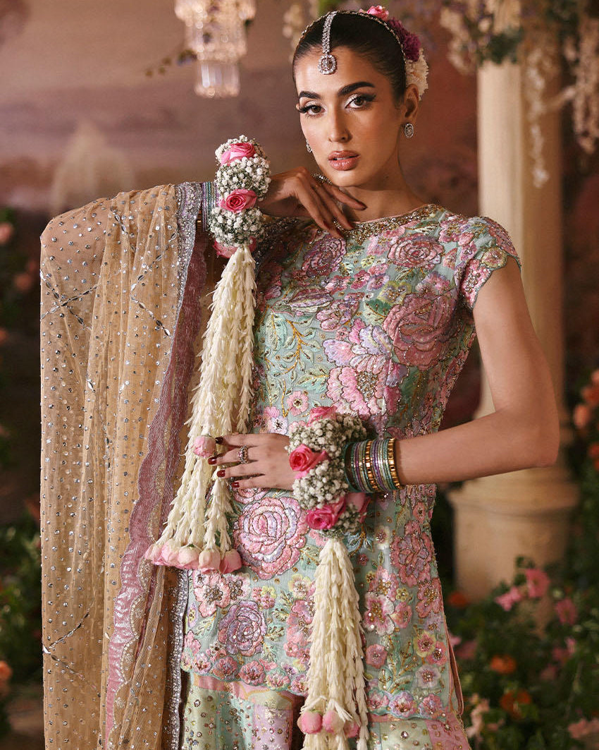 FAIRYTALE | NOMI ANSARI |Pastel Bridal Lehenga Choli with Hand Embroidery