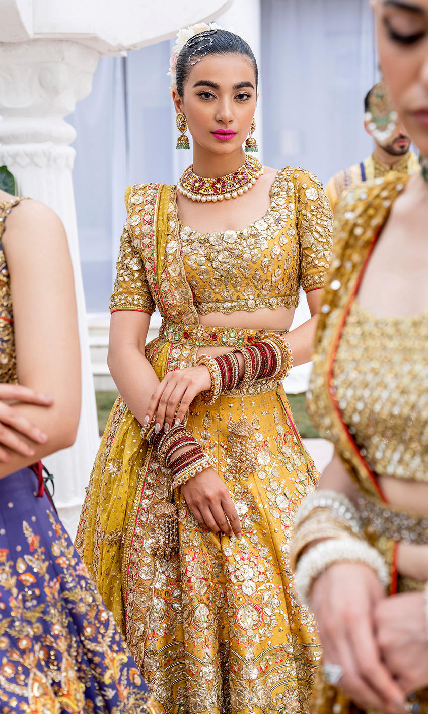 Luxury Mustard Mehndi Bridal Lehenga