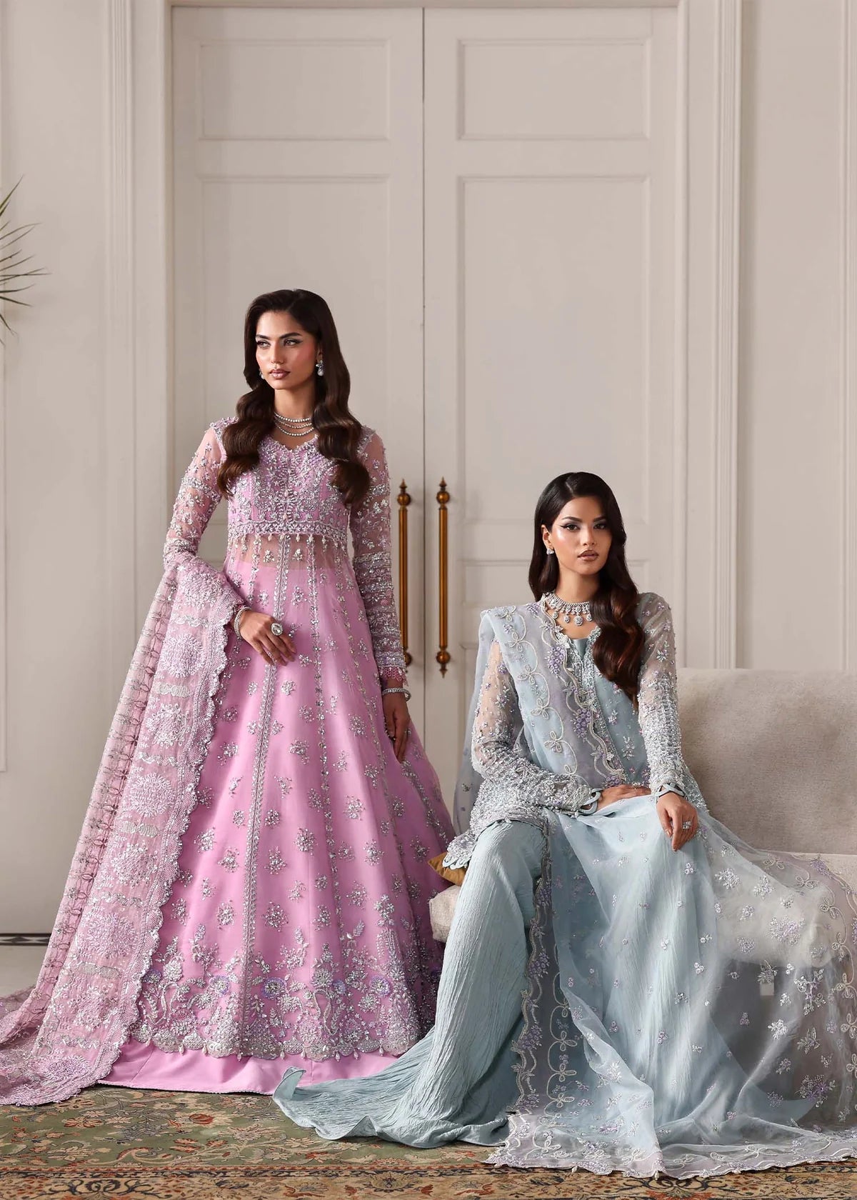 Reverie Lilac Women’s Embroidered Festive Ensemble – Elegant Pastel Ethnic Outfit by Laam Premium