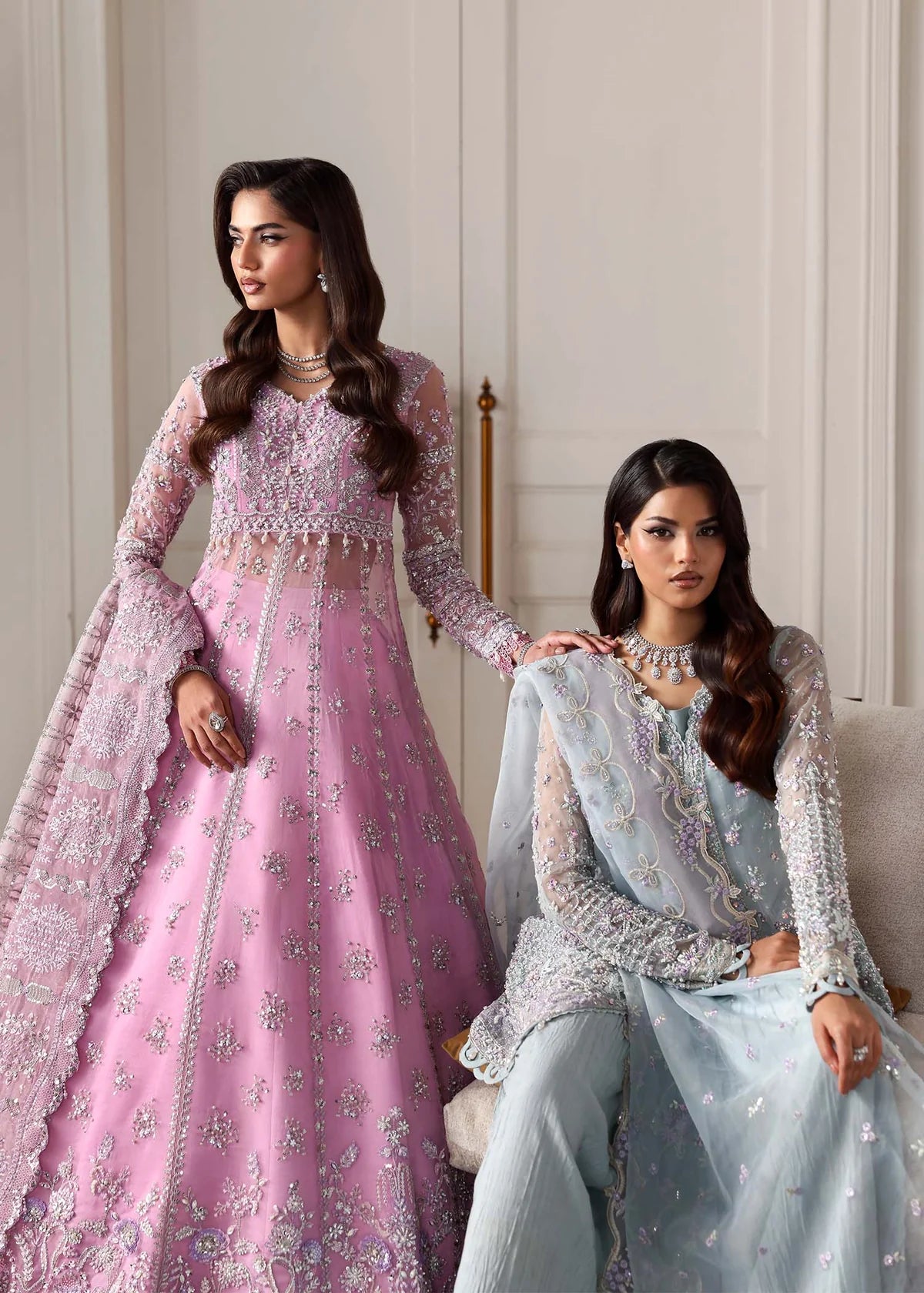 Reverie Lilac Women’s Embroidered Festive Ensemble – Elegant Pastel Ethnic Outfit by Laam Premium