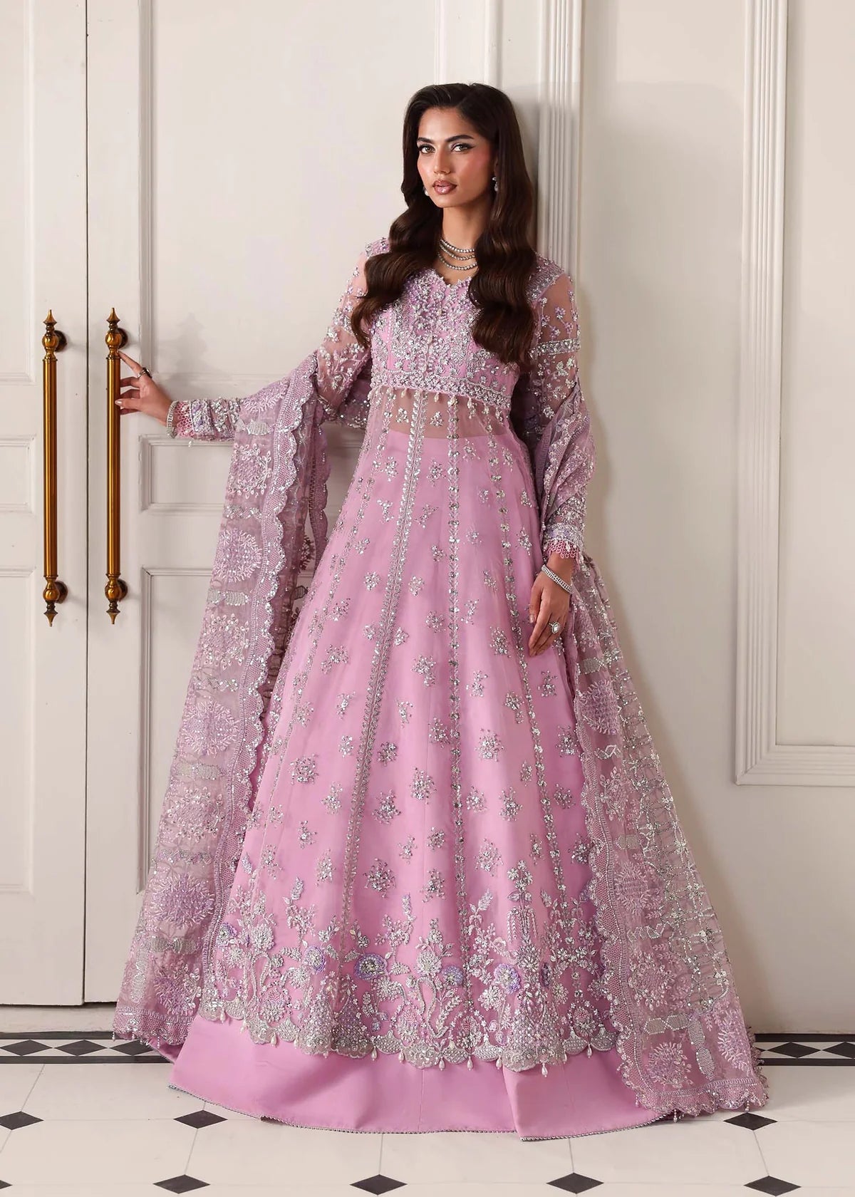Reverie Lilac Women’s Embroidered Festive Ensemble – Elegant Pastel Ethnic Outfit by Laam Premium