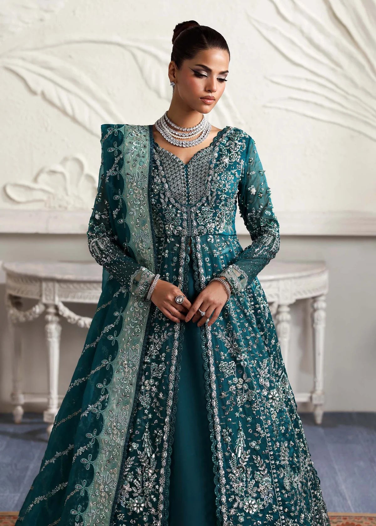 Eclat Zinc Green Unstitched 3 Piece Suit – Elegant Soft Fabric Outfit by Laam Premium