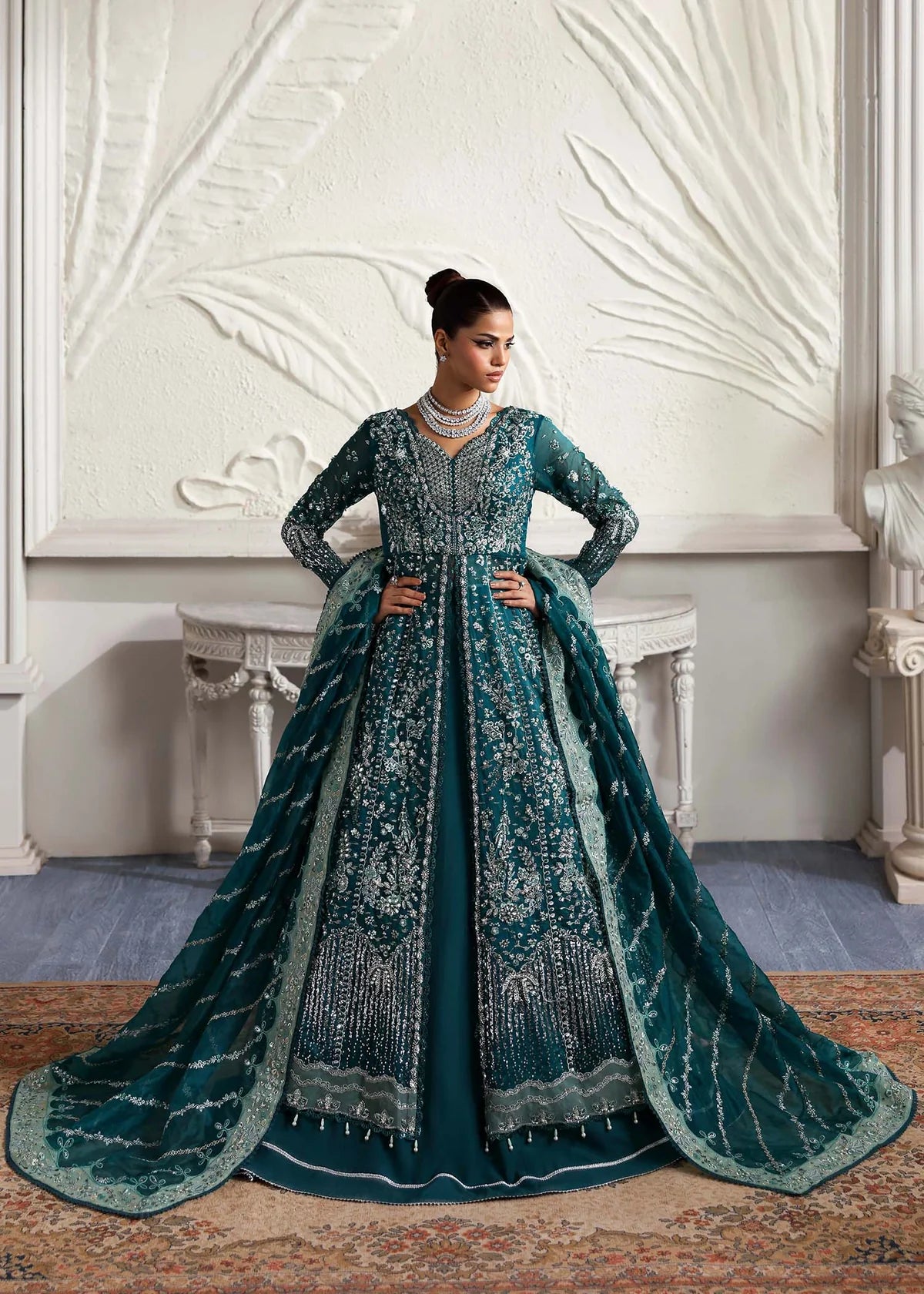 Eclat Zinc Green Unstitched 3 Piece Suit – Elegant Soft Fabric Outfit by Laam Premium