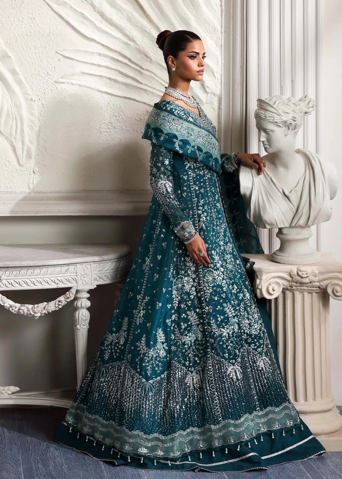 Eclat Zinc Green Unstitched 3 Piece Suit – Elegant Soft Fabric Outfit by Laam Premium