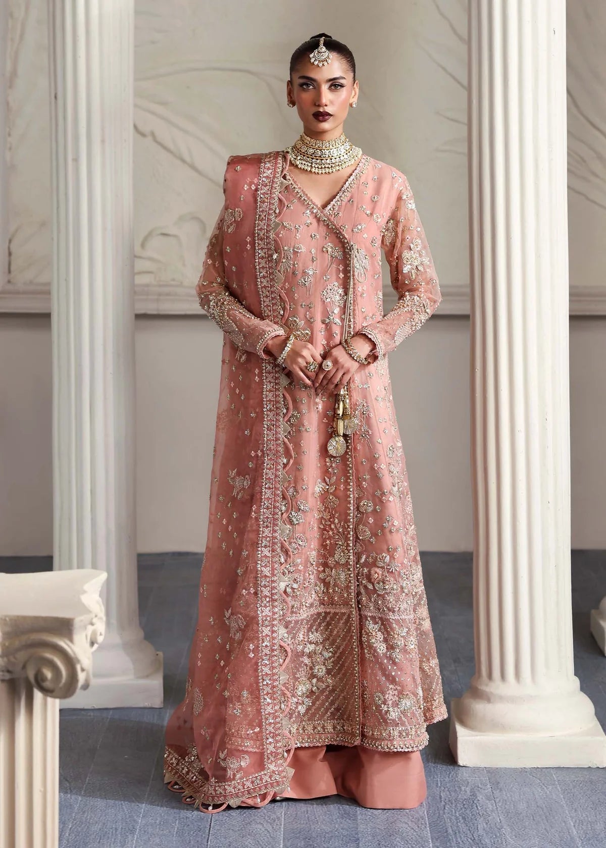 Elza Soft Peach Women’s Embroidered Festive Ensemble – Elegant 3‑Piece Outfit by Laam Premium