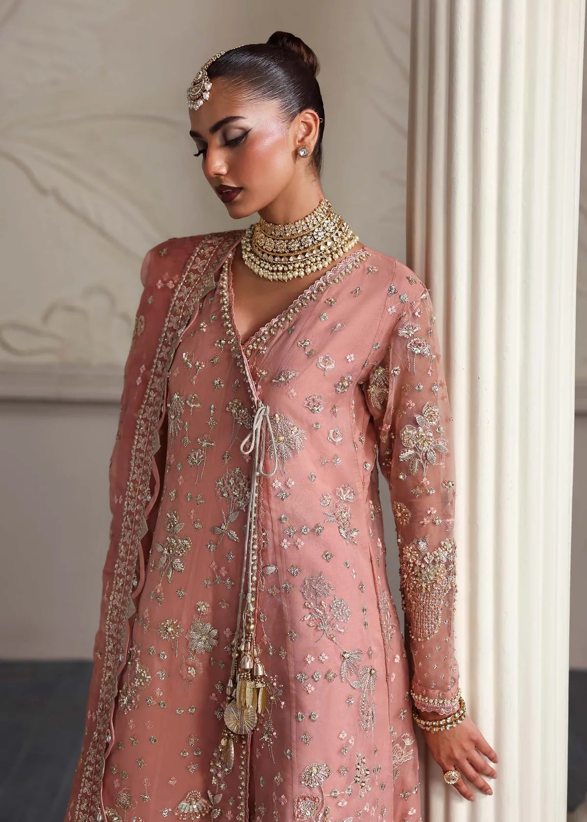Elza Soft Peach Women’s Embroidered Festive Ensemble – Elegant 3‑Piece Outfit by Laam Premium