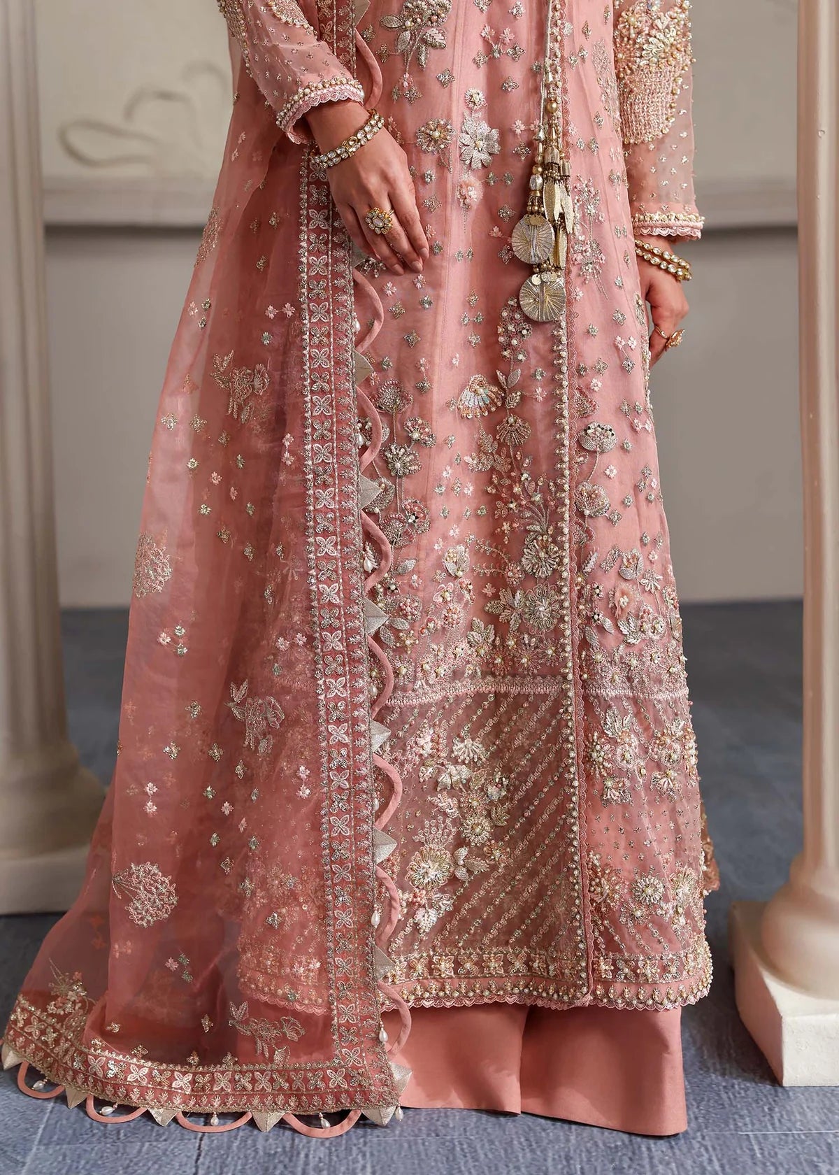 Elza Soft Peach Women’s Embroidered Festive Ensemble – Elegant 3‑Piece Outfit by Laam Premium