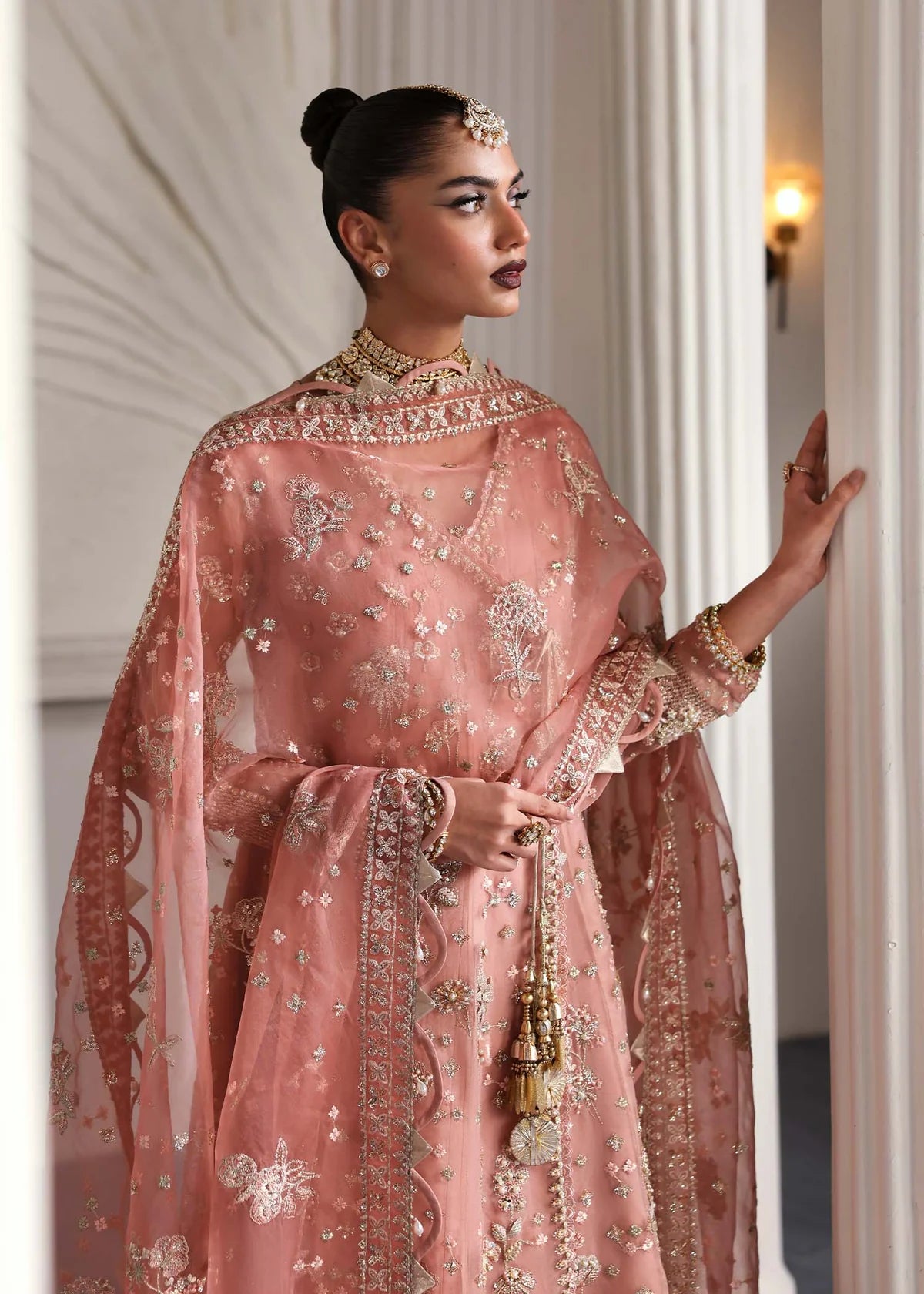 Elza Soft Peach Women’s Embroidered Festive Ensemble – Elegant 3‑Piece Outfit by Laam Premium