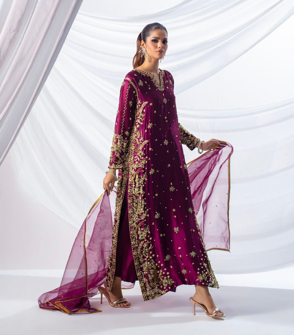 Batik_EXpressive_Magneta_Luxury_Formal_dress - LAAM PREMIUM pakistan designer dress