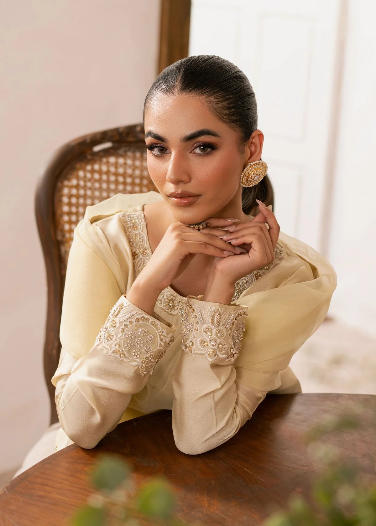 Eluna Pale Yellow Women’s Embroidered Tissue Silk 3‑Piece Festive Outfit – Elegant Ethnic Set by Laam Premium