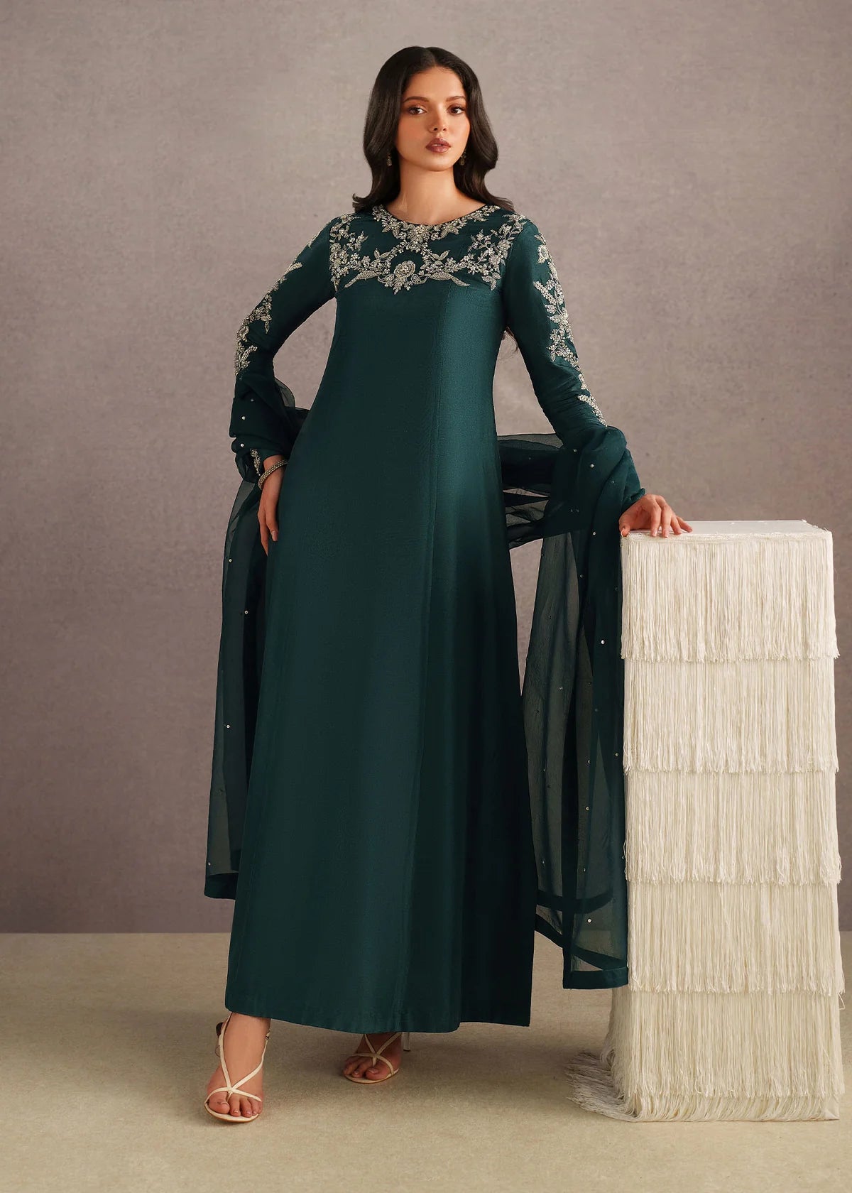 Inara Premium Embroidered 3 Piece Suit – Elegant Women’s Designer Outfit by Laam Premium