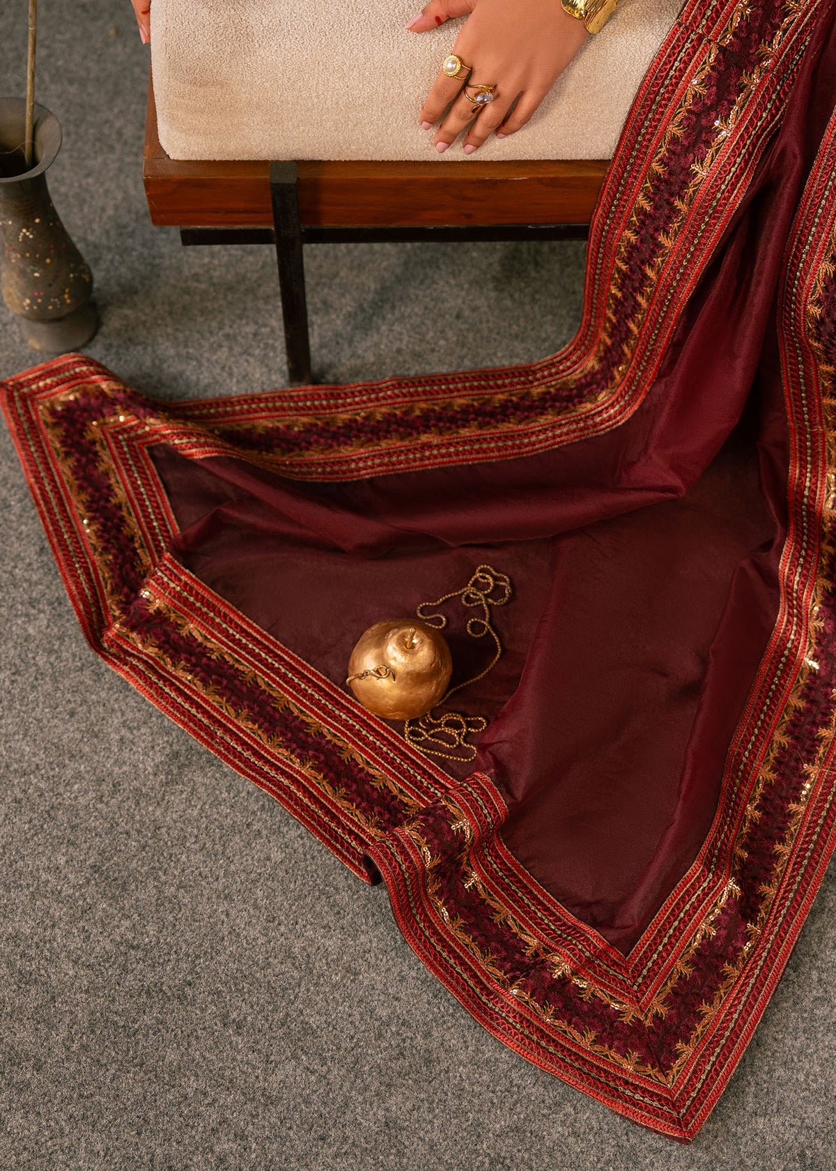 Siena Deep Maroon Women’s Embroidered Ethnic Ensemble – Elegant Festive Outfit by Laam Premium