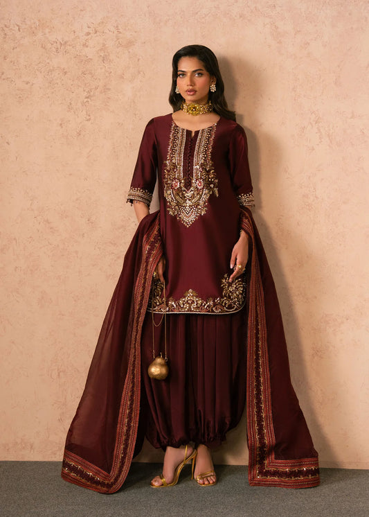 Siena Deep Maroon Women’s Embroidered Ethnic Ensemble – Elegant Festive Outfit by Laam Premium