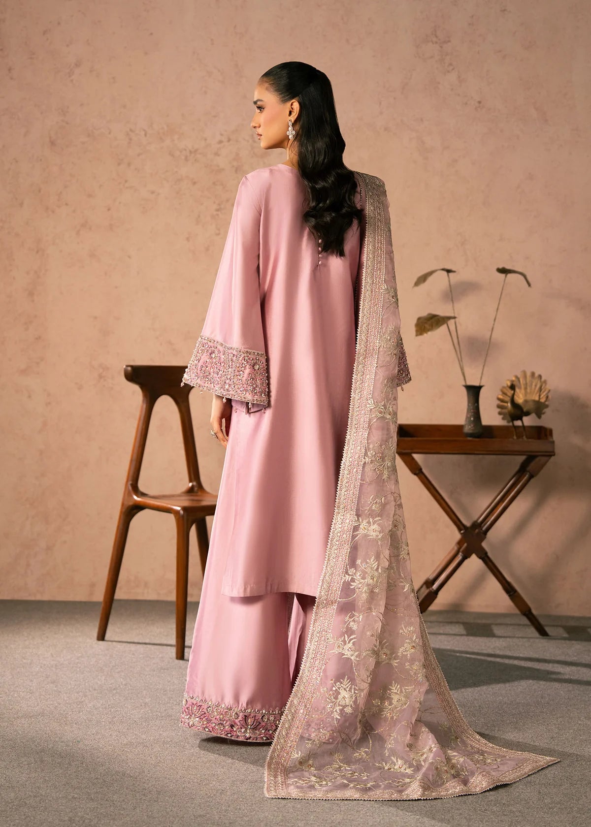 Elaris Dusty Rose Women’s Embroidered 3‑Piece Festive Ensemble – Elegant Ethnic Outfit by Laam Premium