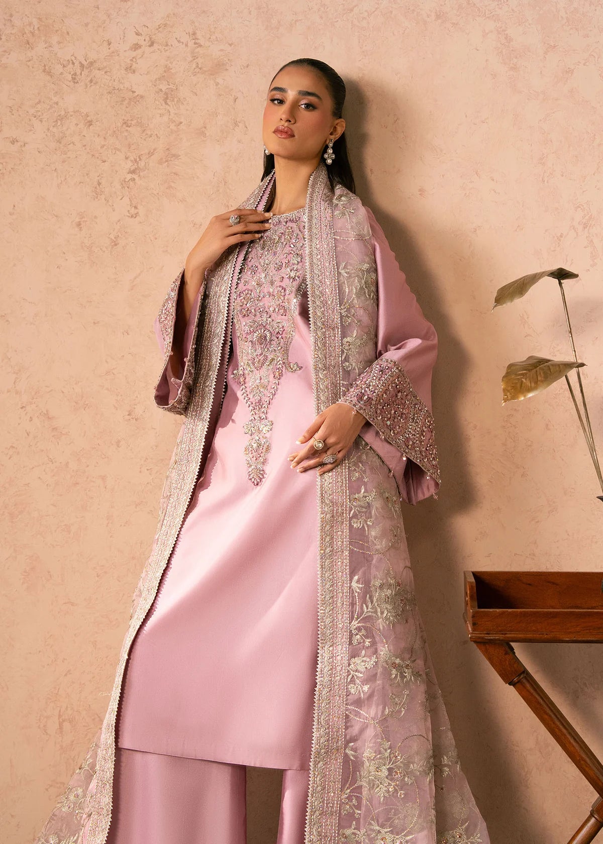 Elaris Dusty Rose Women’s Embroidered 3‑Piece Festive Ensemble – Elegant Ethnic Outfit by Laam Premium