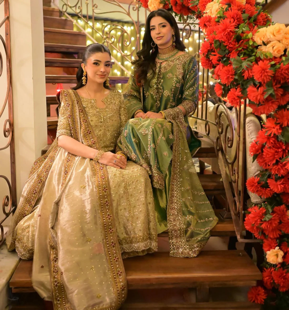 Haris Shakeel Inspired Champagne Gold Formal Ensemble